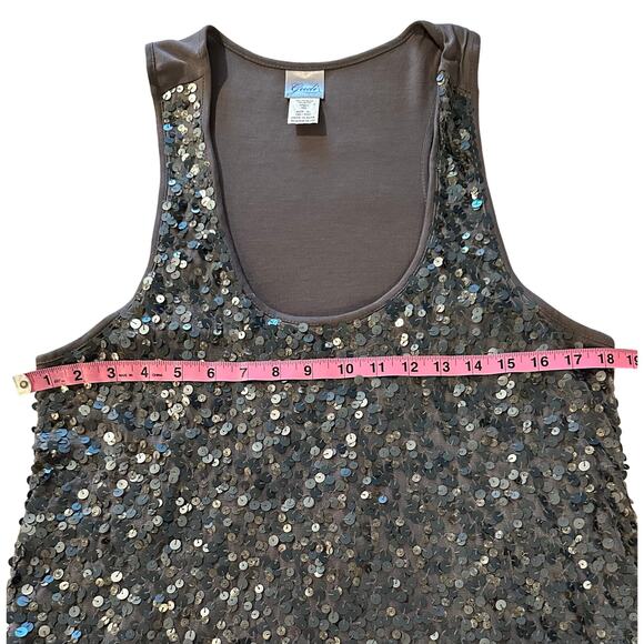 Gudi - Silver Metallic Sequin Front Tank Top - XL - Picture 6 of 7